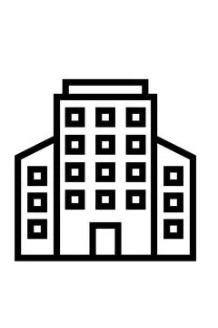 Office Building Vector Line Art Illustration Isolated on White Background Stock Illustration