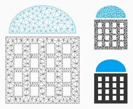 Office Building Vector Mesh Carcass Model and Triangle Mosaic Icon Ilustración de archivo