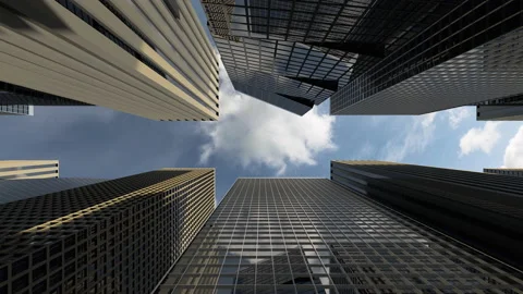 Office building windows and bottom view on skyscraper building with offices Stock Footage 143025335