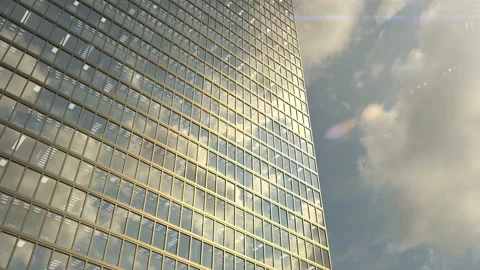 Office building windows and skyscraper building with corporate offices loopable Видео 136940481