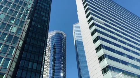 Office building windows building with many corporate offices of success Stock Footage 213587804