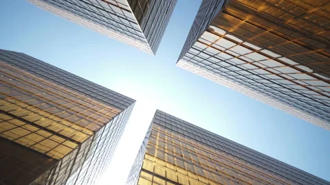 Office Building Windows View Of Skyscraper With Many Corporate Offices Of Stock Footage 153085769