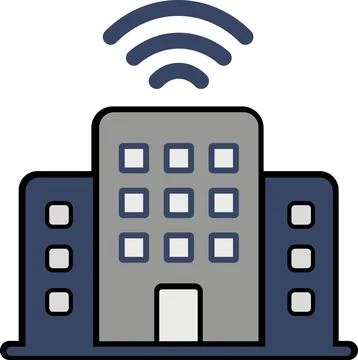 Office building with wireless network connection symbol Иллюстрация