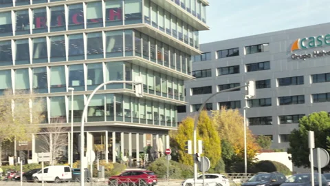 Office buildings of AstraZeneca and Caser Seguros in Madrid Stock-Footage 322181065