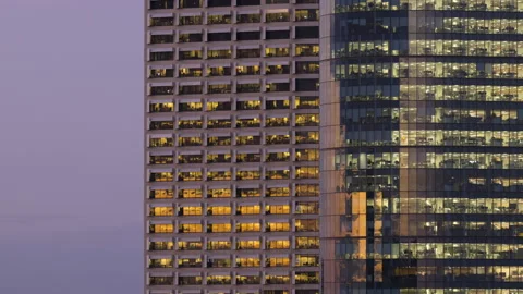 Office buildings. Day to night time lapse. Overworking, finance, CBD City. 動画素材 138787724