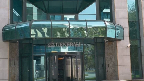 Office buildings ensemble located in a new business center on Belgrade Stock Footage 81581354