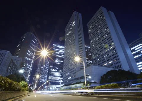 Office buildings at night Stock Photos