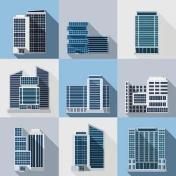 Office Buildings Set Stock Illustration
