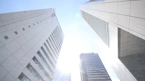 Office buildings in Tokyo. Looking up. Stock Footage 220098638