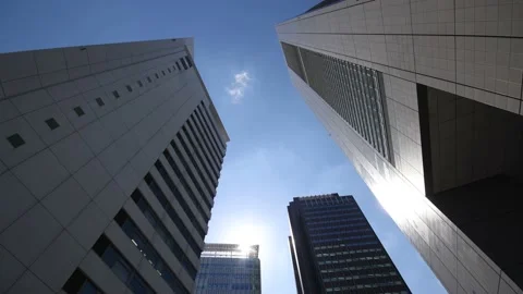 Office buildings in Tokyo. Looking up. Stock Footage 220098694