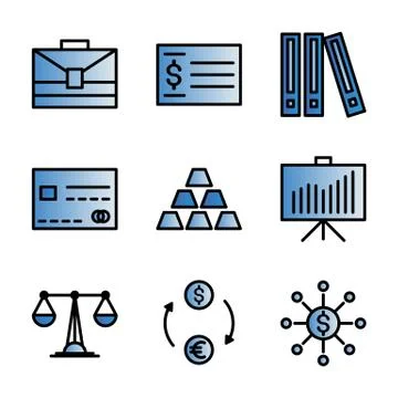 Office business icon set include business,suitcase,check,payment,history,file Stock Illustration