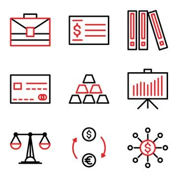 Office business icon set include business,suitcase,check,payment,history,file Stock Illustration