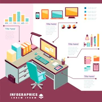 Office business infographic elements 库存插图