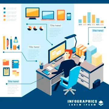 Office business infographic elements Stock Illustration
