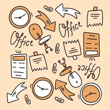Office business set vector design for business resources Illustrazione stock