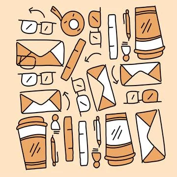 Office business set vector design for business resources Illustrazione stock