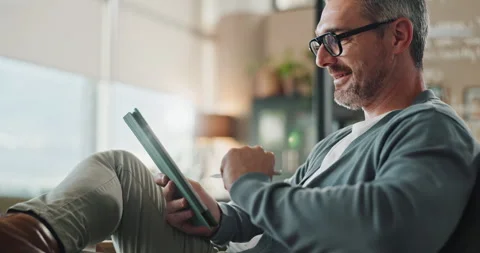 Office, businessman and application with tablet for update, page review and Stock Footage 289813690