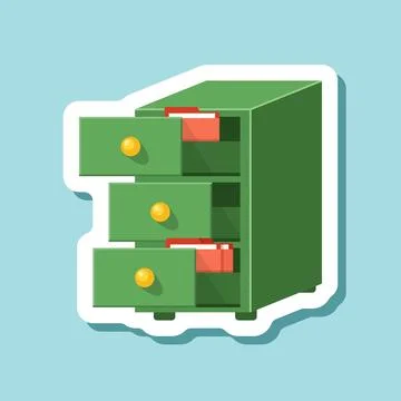 Office cabinet sticker icon in flat style. Furniture storage vector illustr.. Illustration