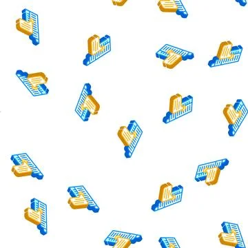 Office call center ib skyscraper isometric icon seamless pattern イラスト素材