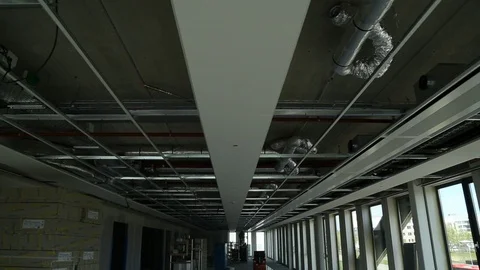 Office Ceiling Under Construction Stock Footage 95756846