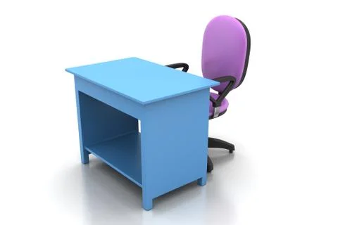 Office chair and computer table Free Stock Illustration
