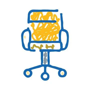 Office chair doodle representing remote work furniture Stock Illustration