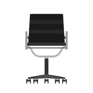 Office chair front view vector icon fruniture. Seat business interior element Illustrazione stock