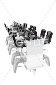 Office chair, tables and computers Stock Illustration