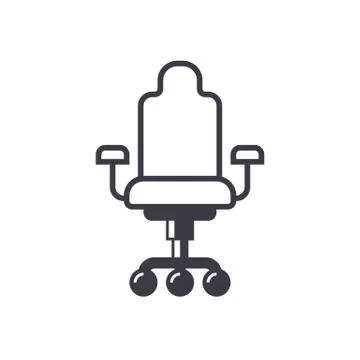 Office chair  vector line icon, sign, illustration on white background, edita Stock Illustration