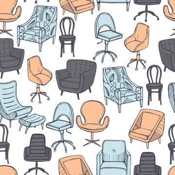 Office chairs and armchairs. Vector pattern. Stock Illustration