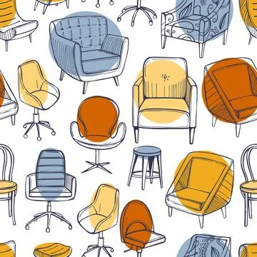 Office chairs and armchairs. Vector pattern. Stock Illustration