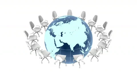 Office Chairs Around Earth Loop. (HD 30fps + Alpha) Video stock 444565