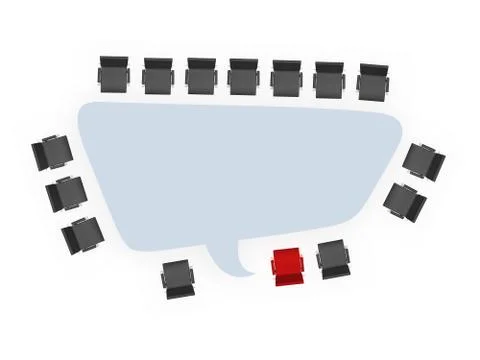 Office chairs around speech bubble table Stock Illustration