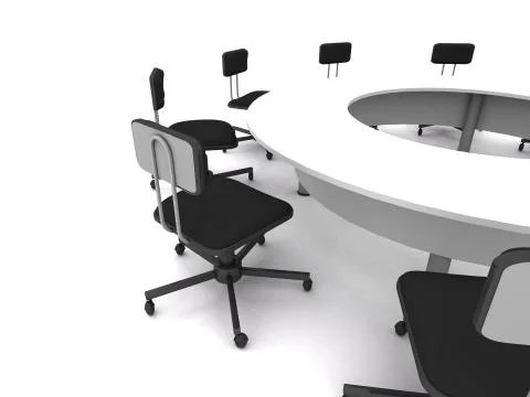 Office chairs on white. 3d rendering Stock Illustration