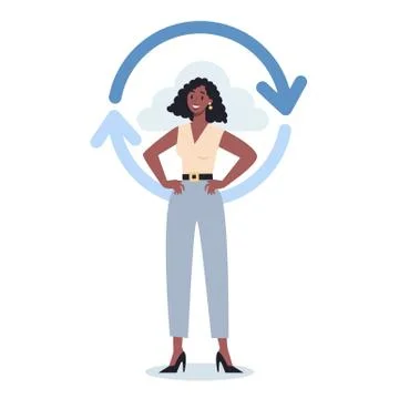 Office character and the cloud technology. Data information exchange Illustrazione stock
