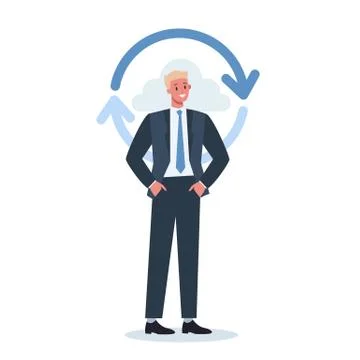 Office character and the cloud technology. Data information exchange イラスト素材