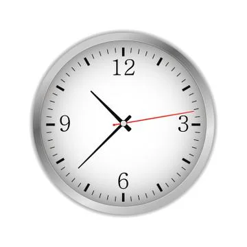 Office circle retro analog clock with black hands and numbers - time, vector  스톡 일러스트