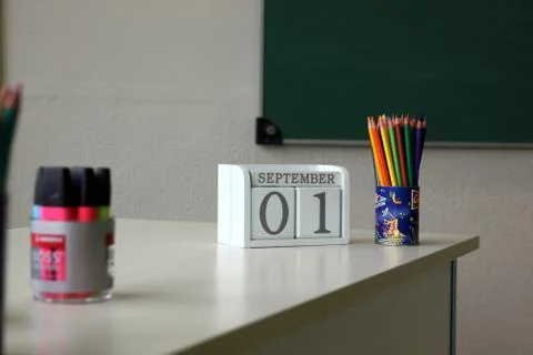 An office in a classroom Stock Photos