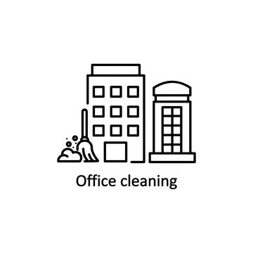 Office Cleaning vector Outline icon for web isolated on white background. Stock Illustration