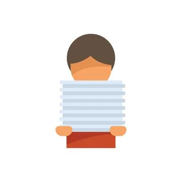 Office clerk carrying stack of paperwork minimalist illustration Stock Illustration