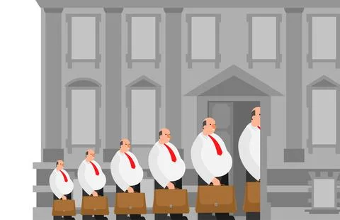 Office clerks go to work. Vector illustration Stock Illustration