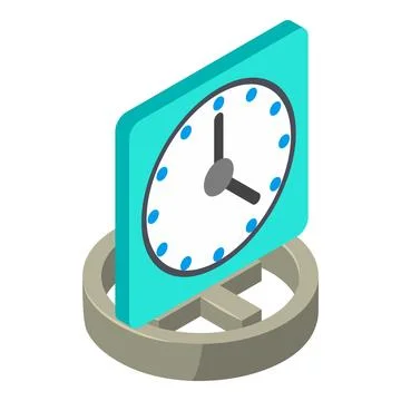 Office clock icon isometric vector. Modern square office wall clock on plus sign Illustrazione stock