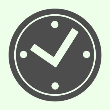 Office clock solid icon. Round retro wall watch glyph style pictogram on white Stockillustratie