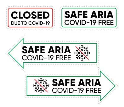Office Closed, Safe Aria arrows sign with Coronavirus icon. Novel Coronavirus Stock Illustration