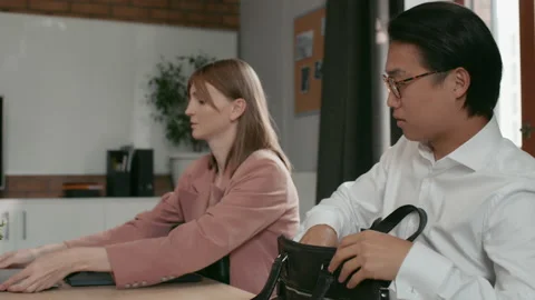 Office co-workers going to meeting room for business coaching. Group of busy peo Stock Footage 199485347