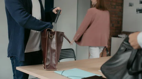 Office co-workers going out of business coaching in meeting room. Group of busy Stock Footage 199485333