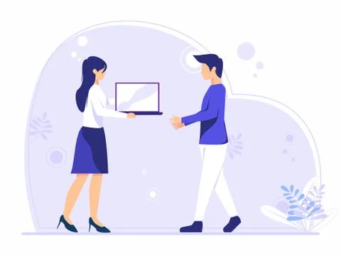 Office co-workers provide work results to office superiors. modern business v Stock-Illustration