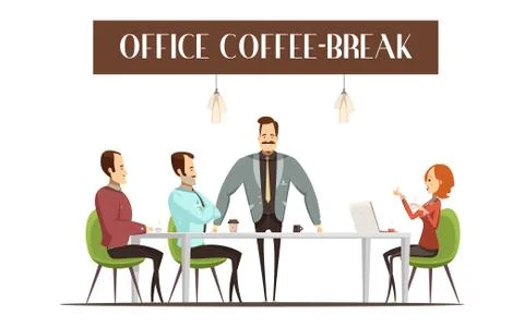 Office Coffee Break Illustration Ilustración de archivo