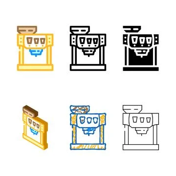 Office coffee machine color icon variants vector Illustrazione stock