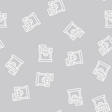 Office coffee machine line vector seamless pattern 库存插图